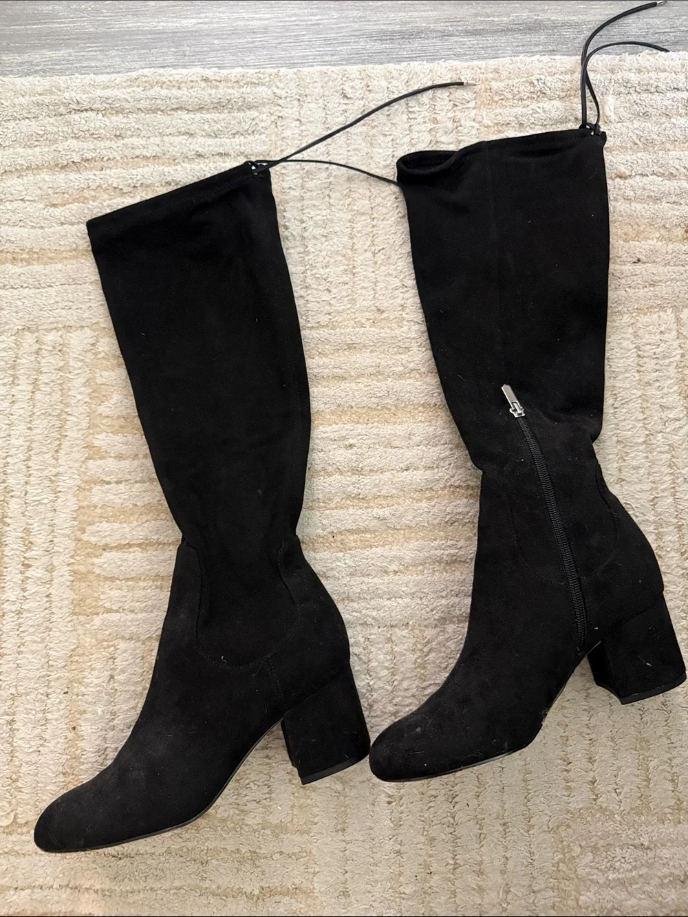 Sam Edelman Black Suede Knee Block Heel Boots